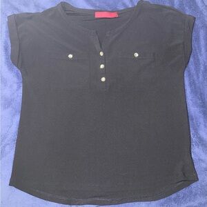 Black Button-Front Women's Top